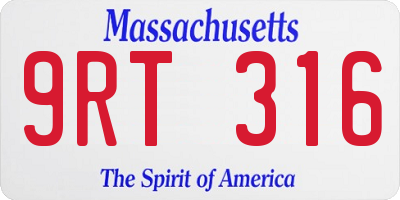MA license plate 9RT316