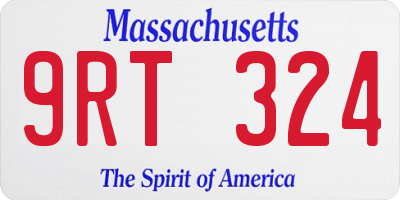 MA license plate 9RT324