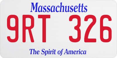 MA license plate 9RT326