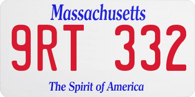 MA license plate 9RT332