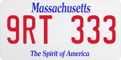 MA license plate 9RT333