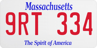 MA license plate 9RT334