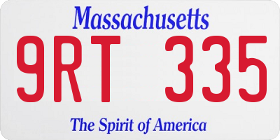 MA license plate 9RT335