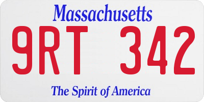 MA license plate 9RT342