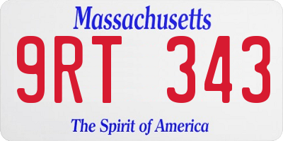 MA license plate 9RT343