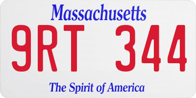 MA license plate 9RT344