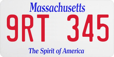 MA license plate 9RT345