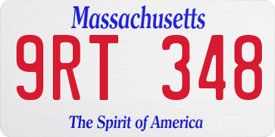 MA license plate 9RT348
