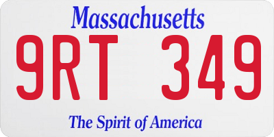 MA license plate 9RT349