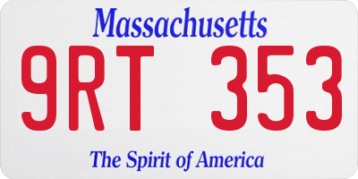 MA license plate 9RT353