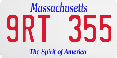 MA license plate 9RT355