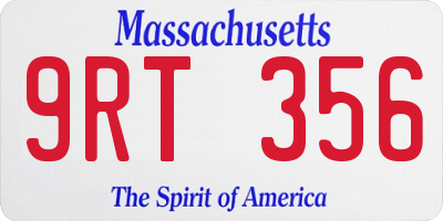MA license plate 9RT356