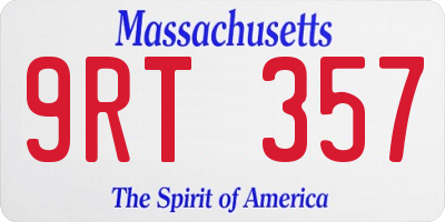MA license plate 9RT357