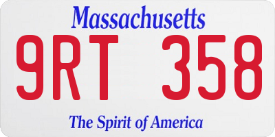 MA license plate 9RT358