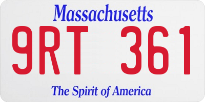 MA license plate 9RT361