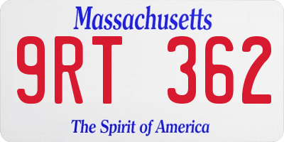 MA license plate 9RT362