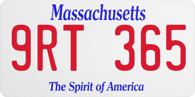 MA license plate 9RT365