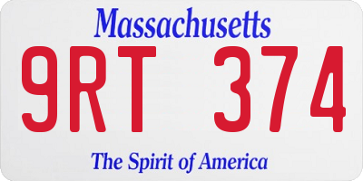 MA license plate 9RT374