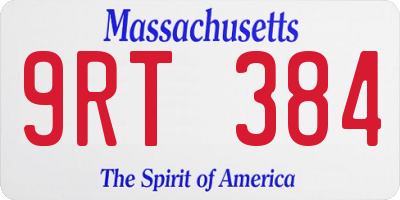 MA license plate 9RT384