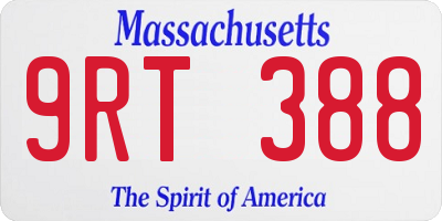 MA license plate 9RT388