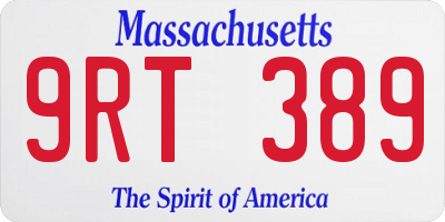 MA license plate 9RT389