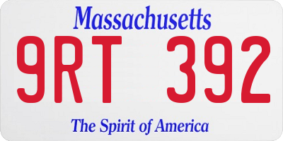 MA license plate 9RT392
