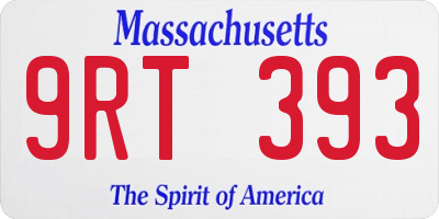MA license plate 9RT393