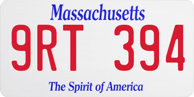 MA license plate 9RT394