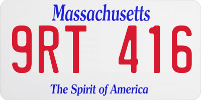 MA license plate 9RT416