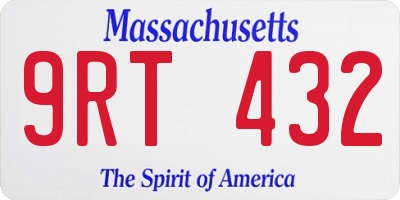 MA license plate 9RT432
