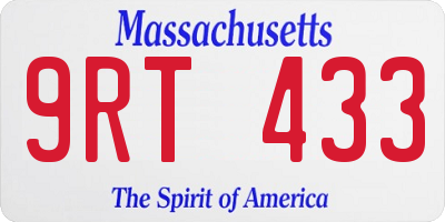 MA license plate 9RT433