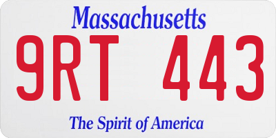 MA license plate 9RT443