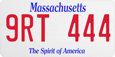 MA license plate 9RT444