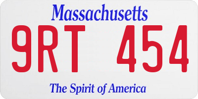 MA license plate 9RT454