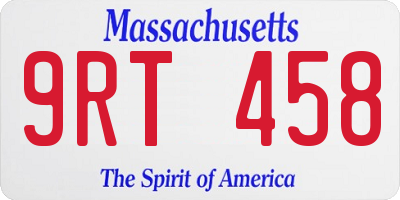 MA license plate 9RT458
