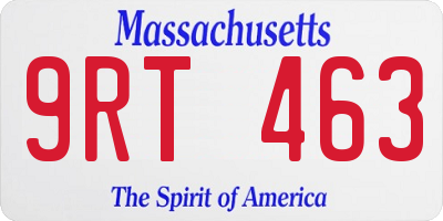 MA license plate 9RT463
