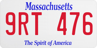 MA license plate 9RT476