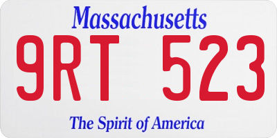 MA license plate 9RT523