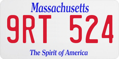 MA license plate 9RT524