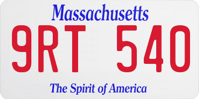 MA license plate 9RT540