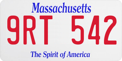 MA license plate 9RT542