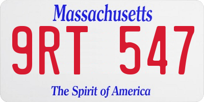 MA license plate 9RT547