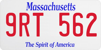 MA license plate 9RT562