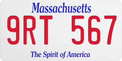 MA license plate 9RT567