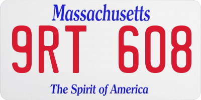 MA license plate 9RT608