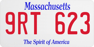 MA license plate 9RT623