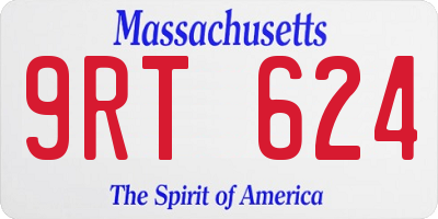 MA license plate 9RT624