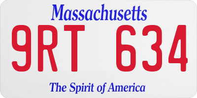 MA license plate 9RT634