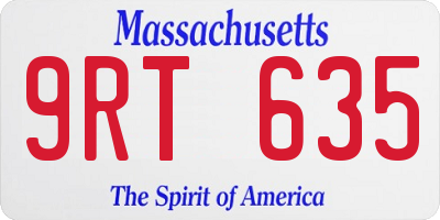 MA license plate 9RT635