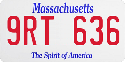 MA license plate 9RT636